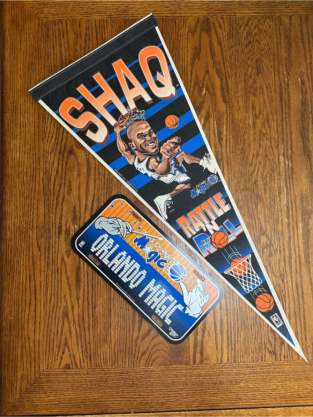 Vintage 1990 Orlando Magic Shaquille O’Neal Basketball Pennant and Plate